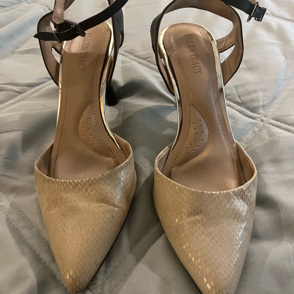 Ellen Tracy Beige and Black Heels